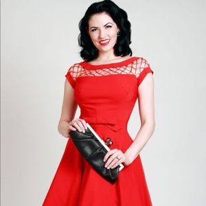 Tatyana Alika Dress 50s Red Lattice Bombshell